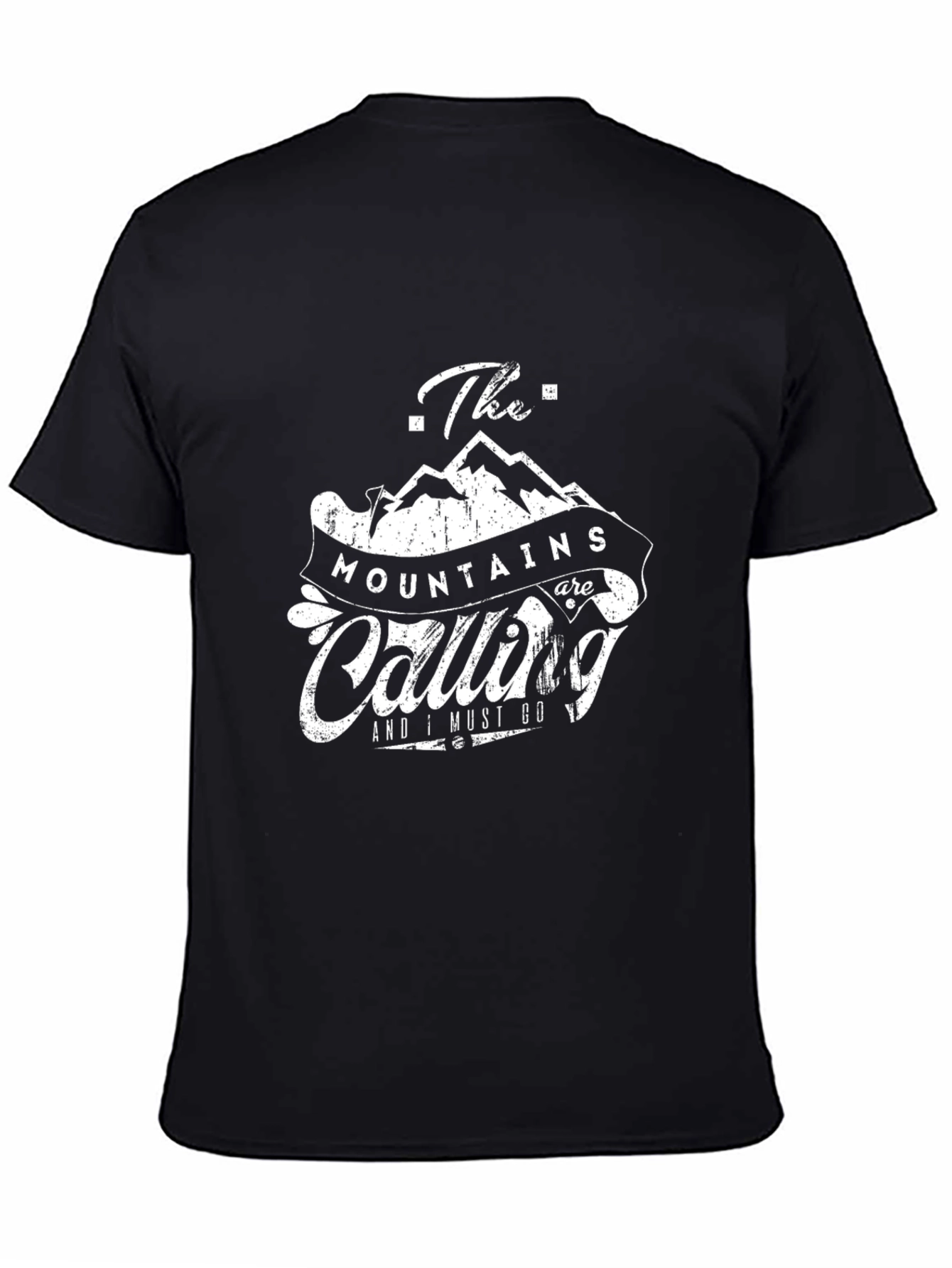 Mountains are Calling Graphic Tee - Black Cotton T-Shirt