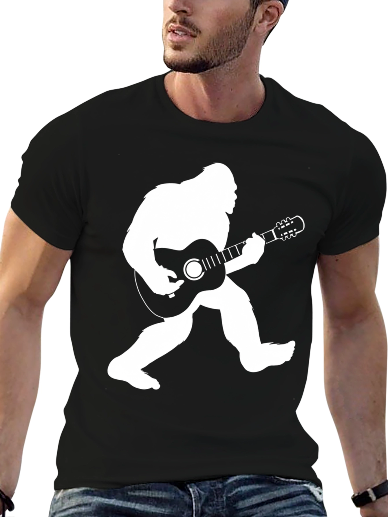 Bigfoot Guitar Player Black T-Shirt