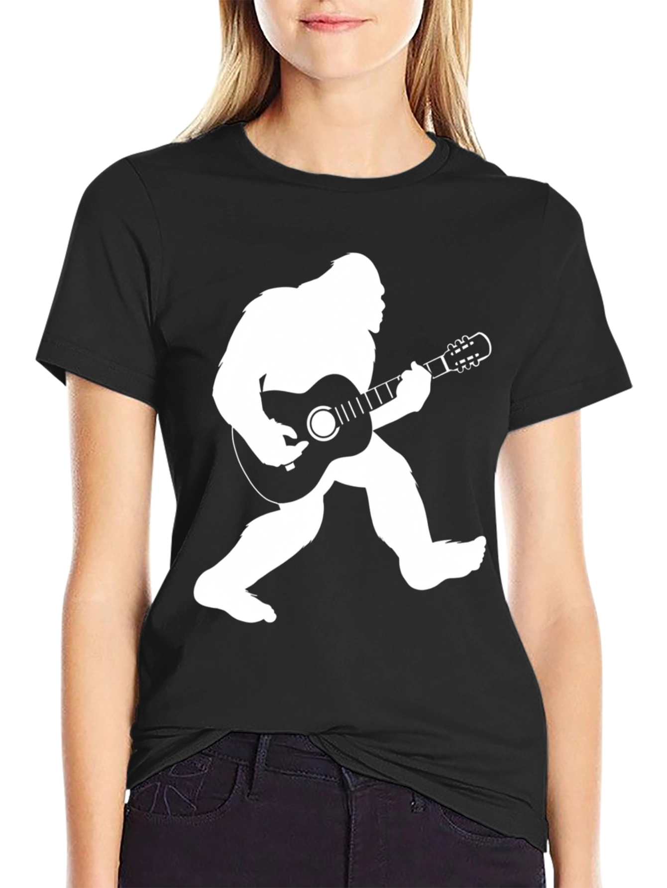 Bigfoot Guitar Player Black T-Shirt