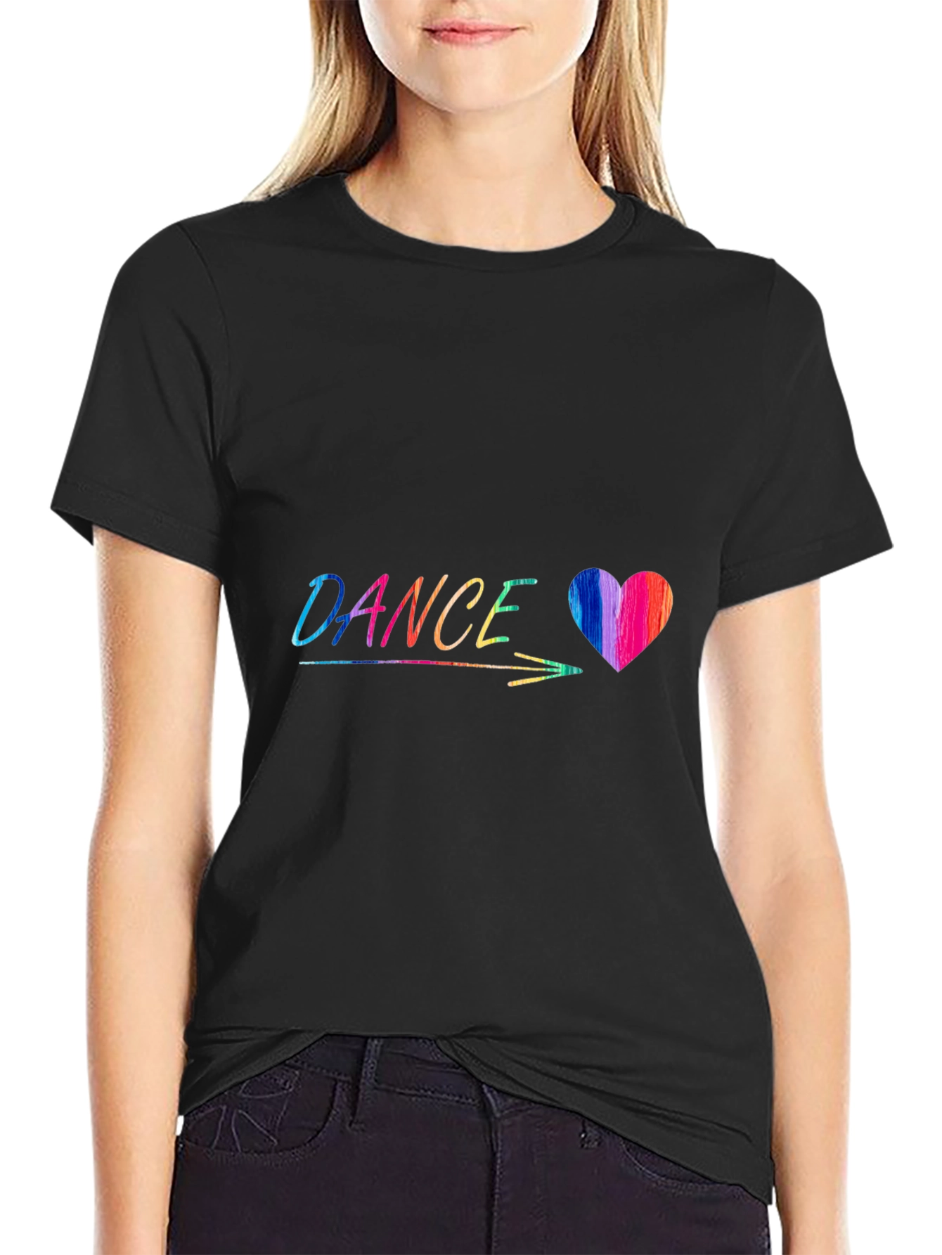 Dance Heart Graphic Tee - Stylish Black T-Shirt