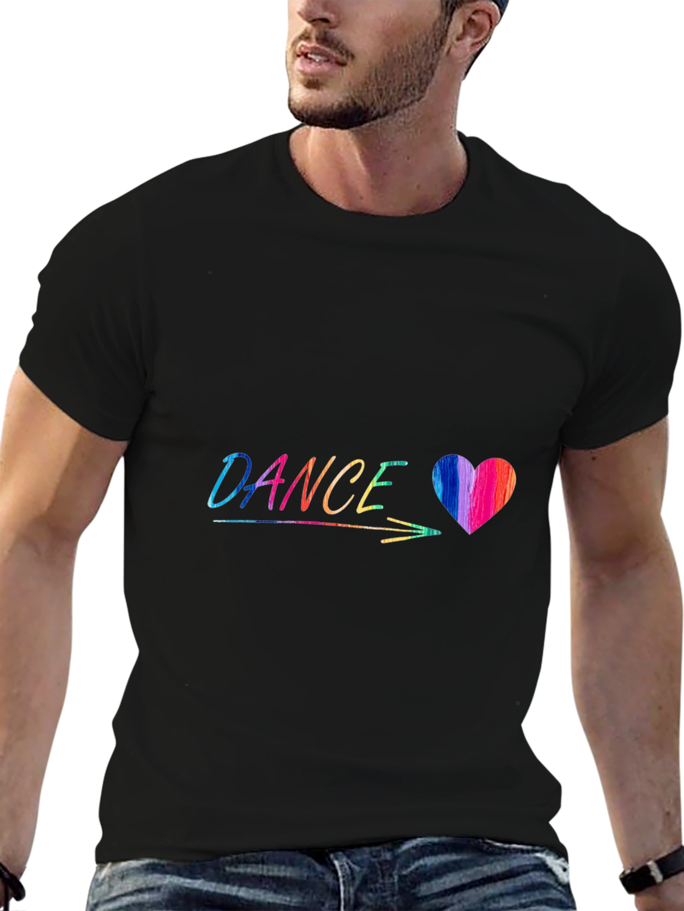 Dance Heart Graphic Tee - Stylish Black T-Shirt
