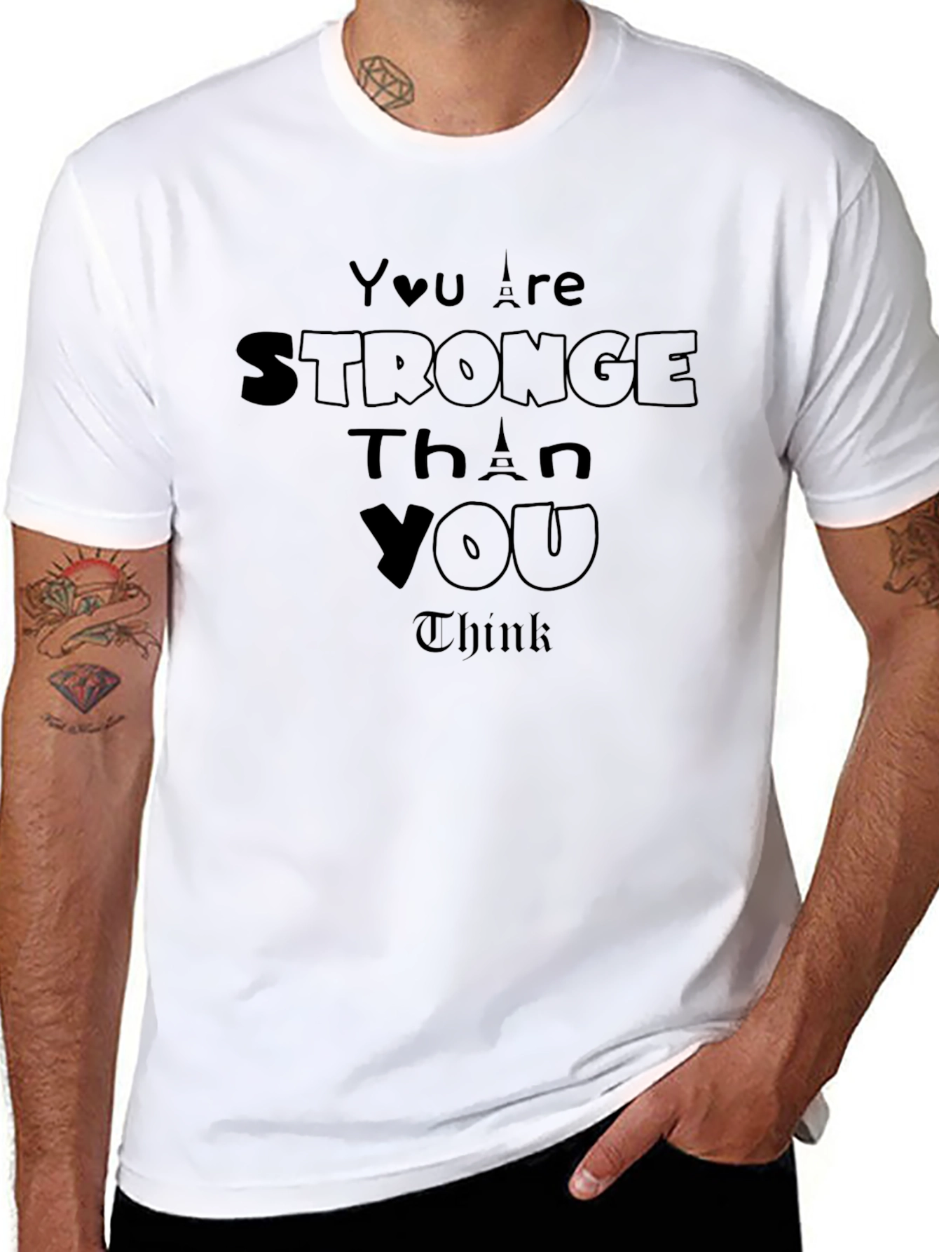 Inspirational Stronger Than You Think Black T-Shirt