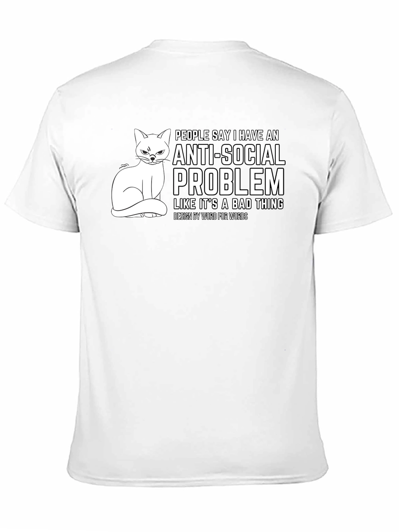 Anti-Social Problem Cat Graphic T-Shirt