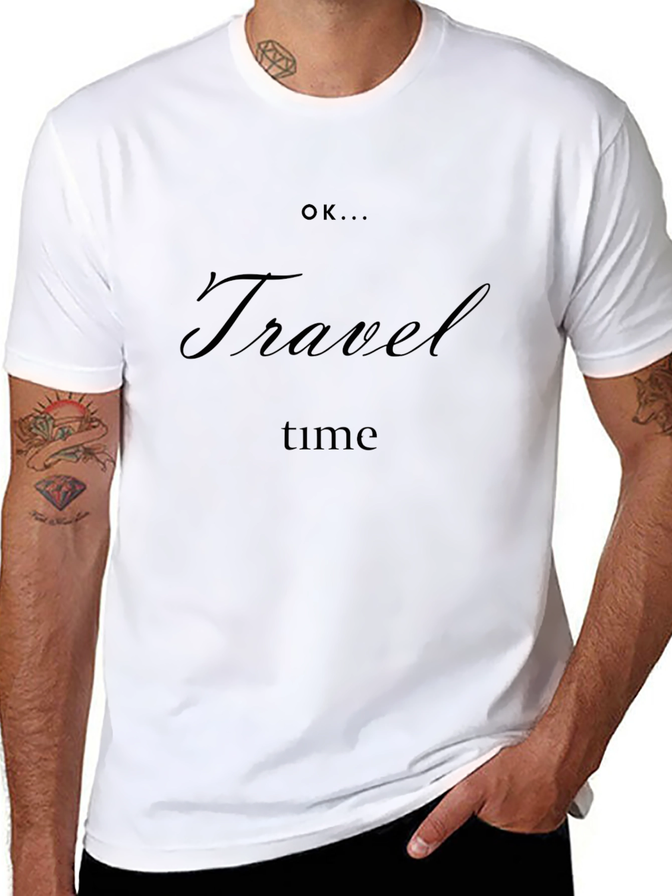 Travel Time Graphic Tee - Black Crew Neck