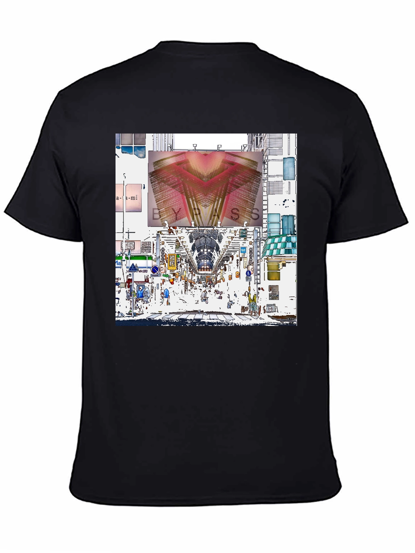 Abstract Cityscape Graphic Tee - Black