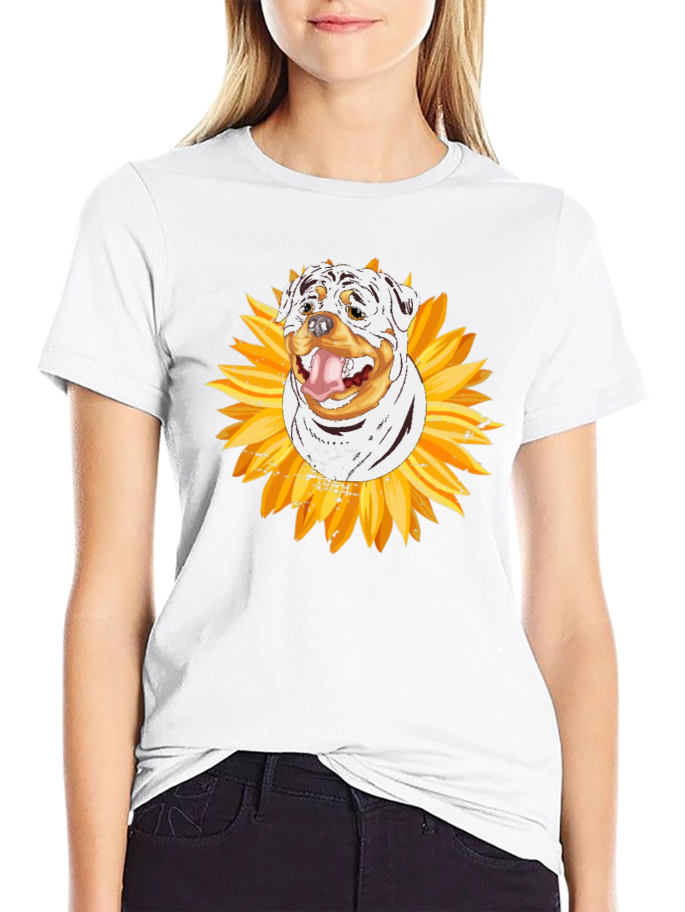 Rottweiler Sunflower Graphic Tee