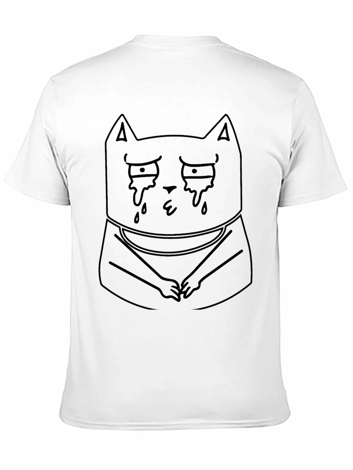 Sad Crying Cat T-Shirt - Unisex Black Tee