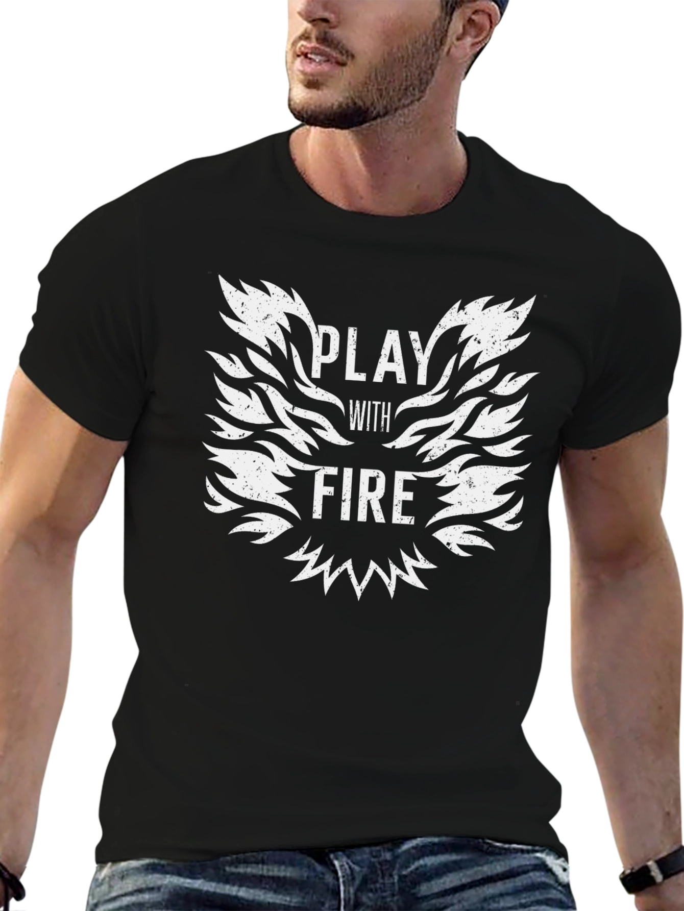 Play With Fire Graphic Tee - Bold Black T-Shirt