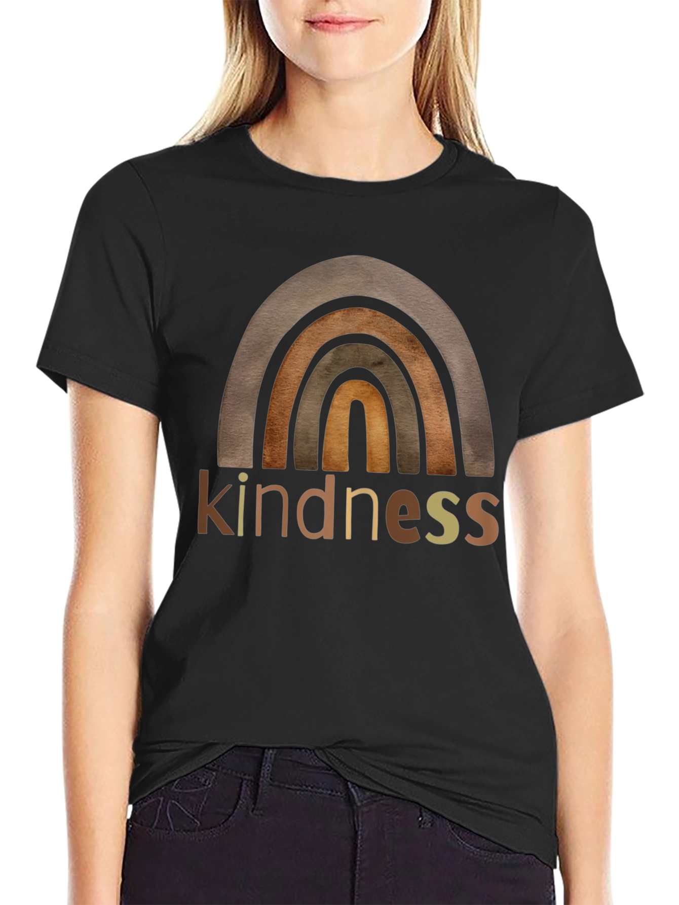 Kindness Rainbow Graphic T-Shirt - Black