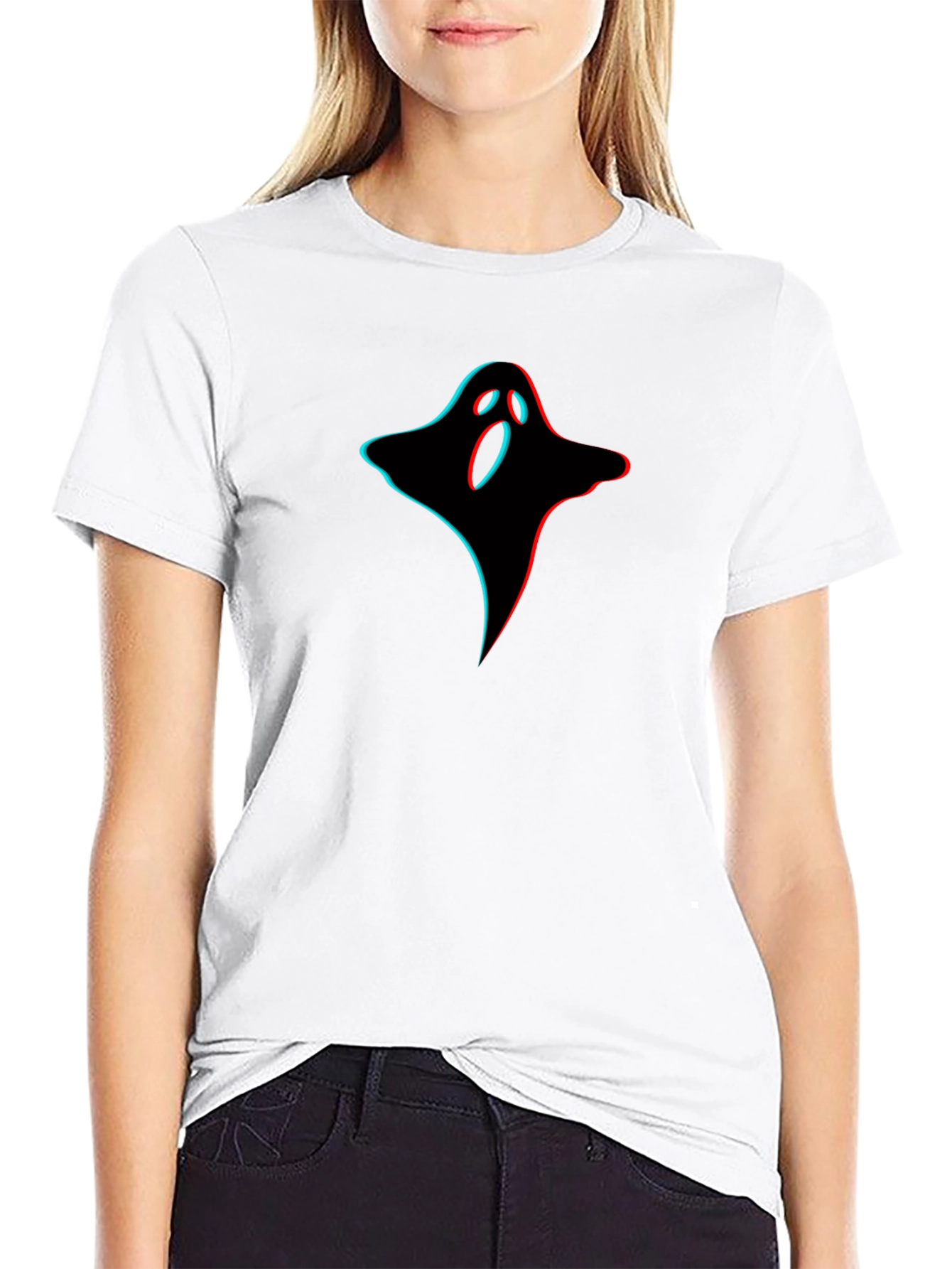 3D Ghost Graphic Black T-Shirt