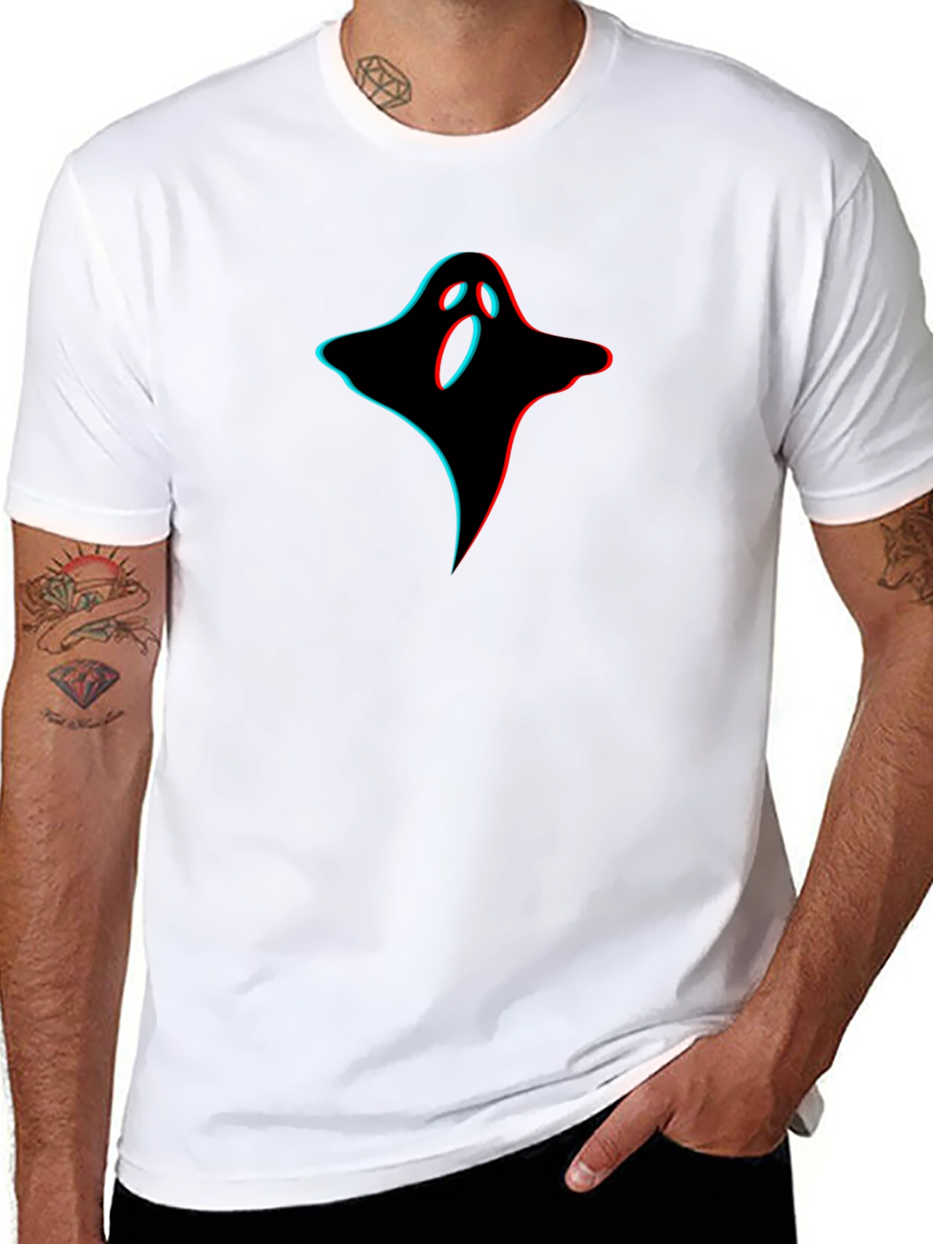 3D Ghost Graphic Black T-Shirt