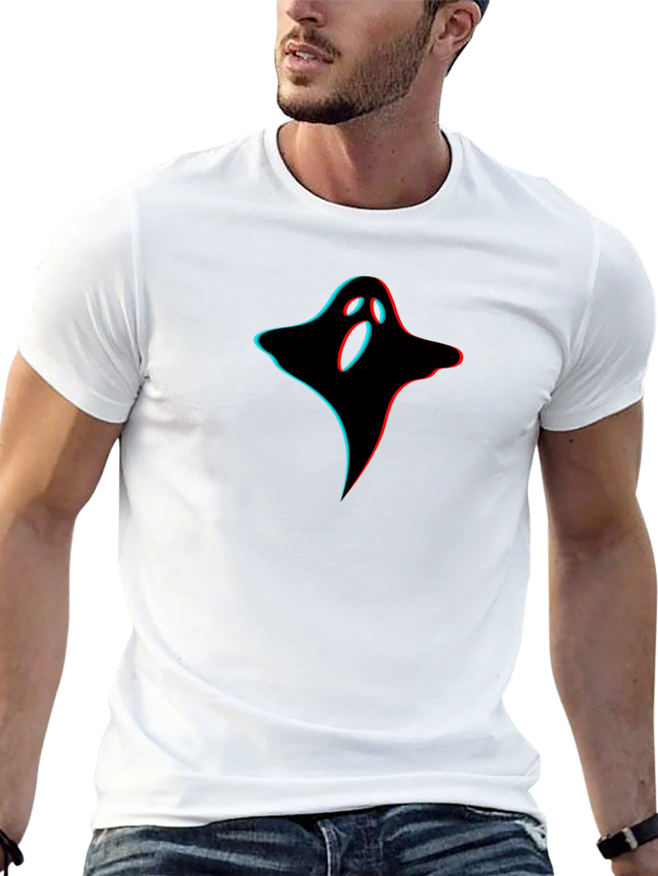3D Ghost Graphic Black T-Shirt