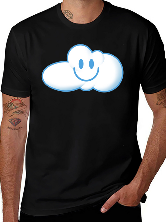 Happy Cloud Graphic T-Shirt - Black Cotton Tee