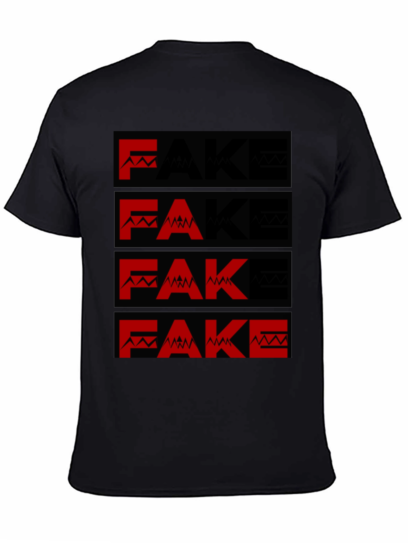 Fake Mountain Mens Graphic T-Shirt - Black