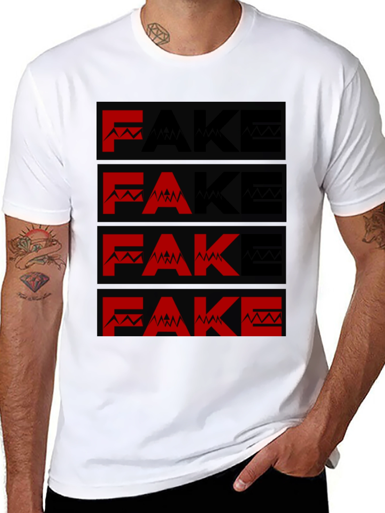 Fake Mountain Mens Graphic T-Shirt - Black