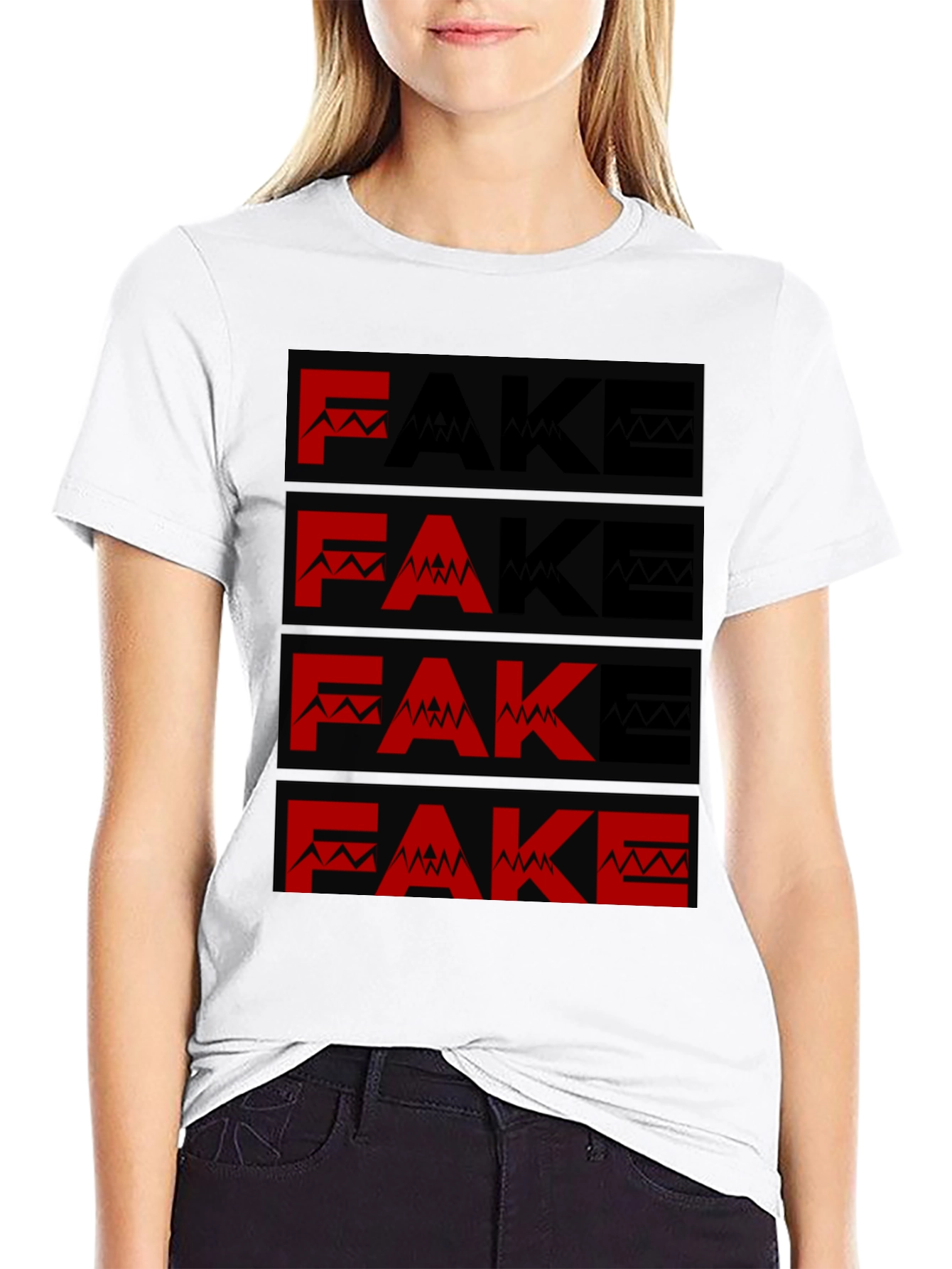 Fake Mountain Mens Graphic T-Shirt - Black