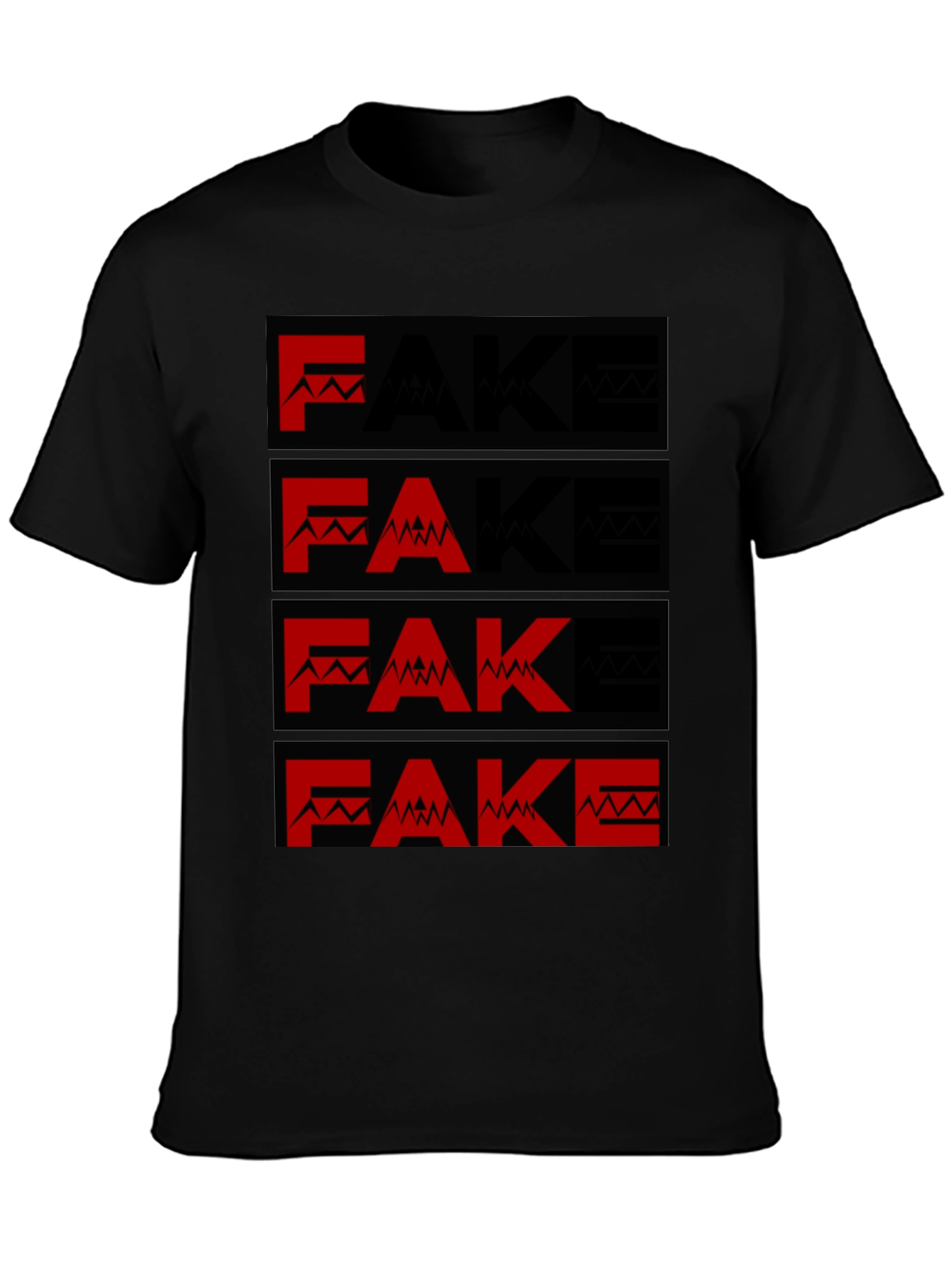 Fake Mountain Mens Graphic T-Shirt - Black