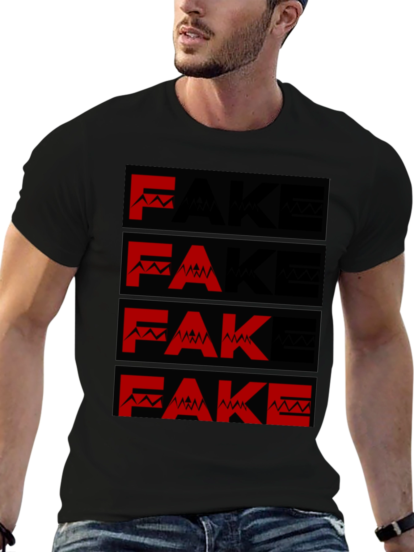 Fake Mountain Mens Graphic T-Shirt - Black