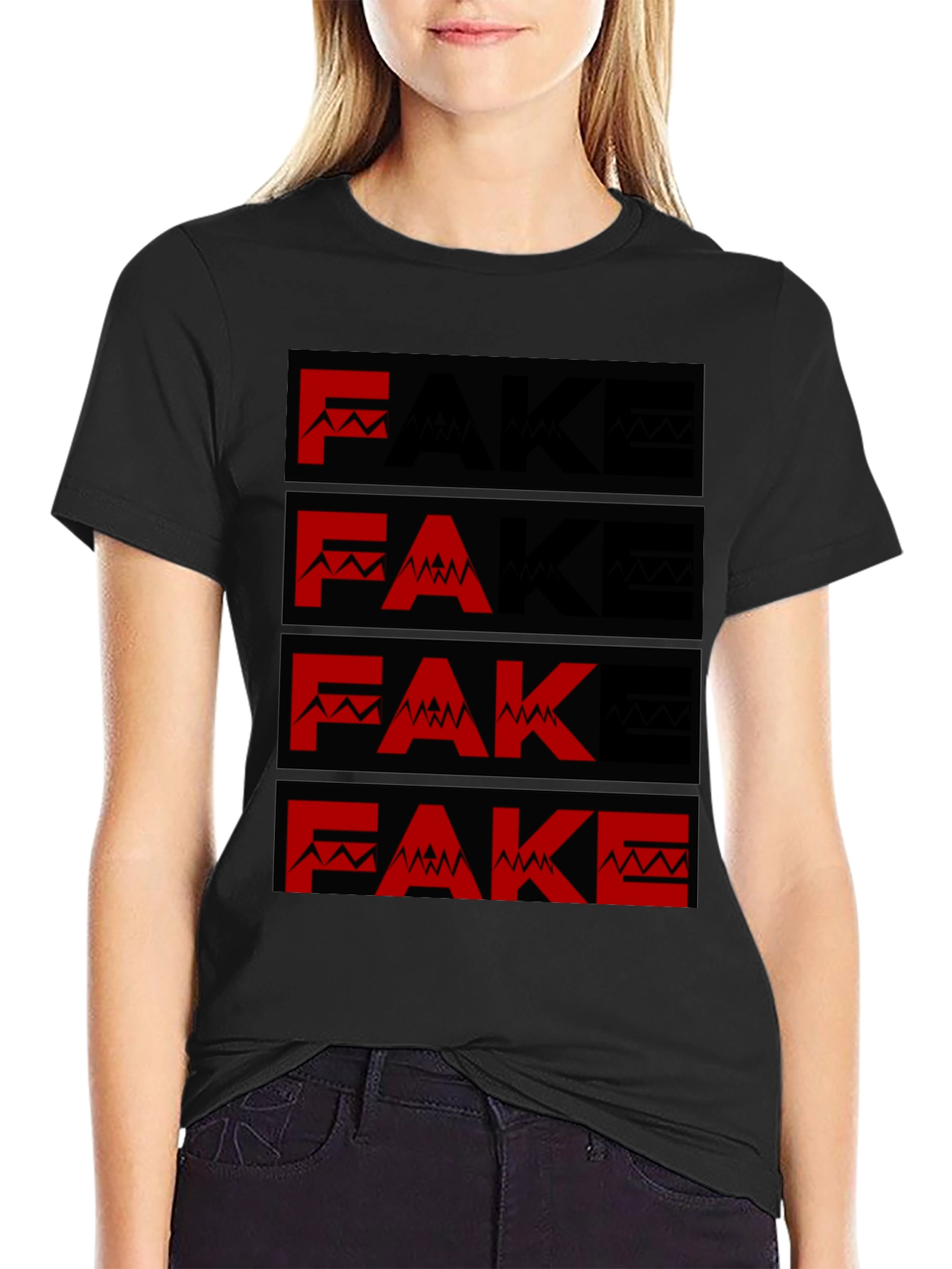 Fake Mountain Mens Graphic T-Shirt - Black