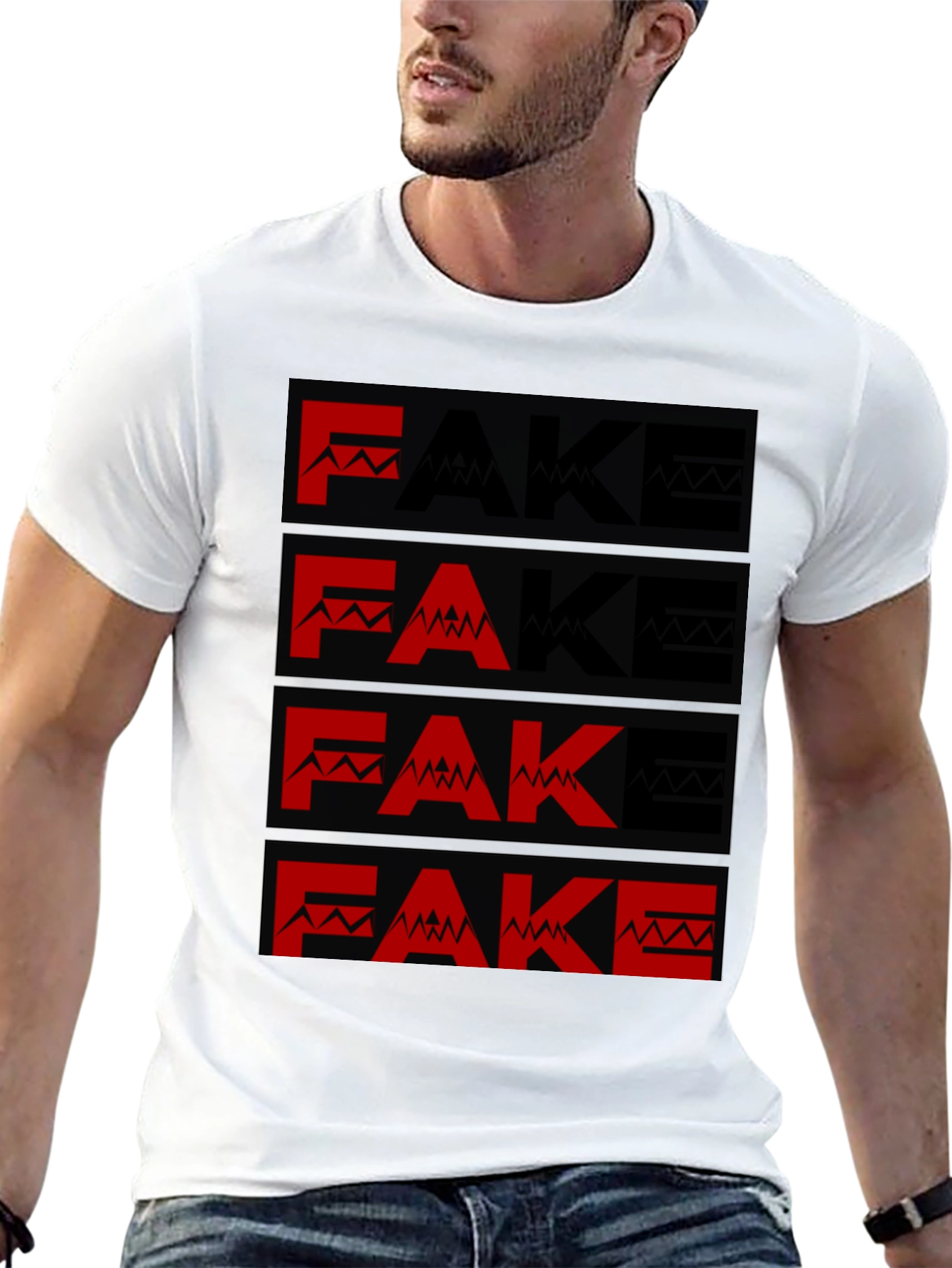 Fake Mountain Mens Graphic T-Shirt - Black