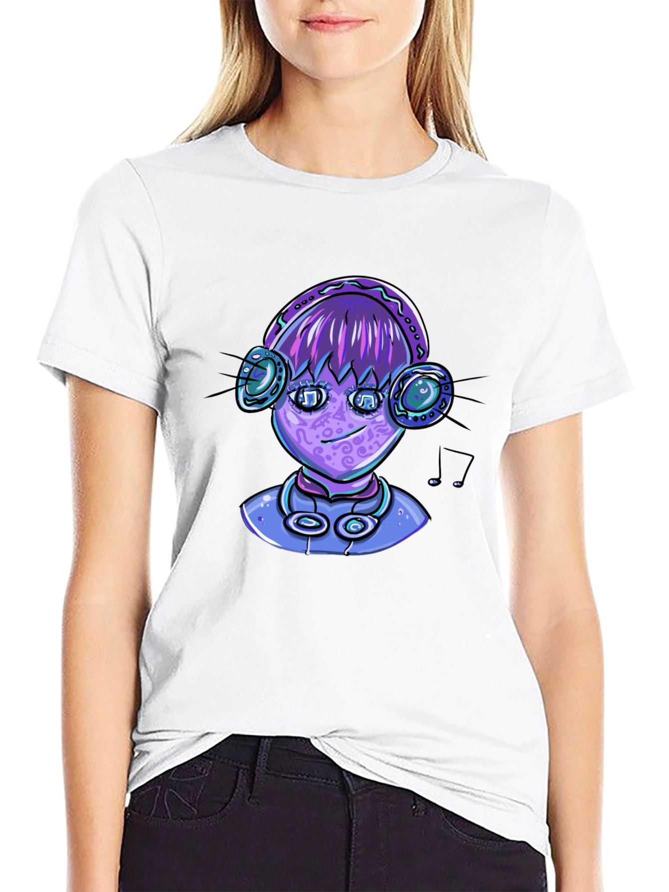 Alien DJ Graphic Tee - Black Cotton Blend T-Shirt