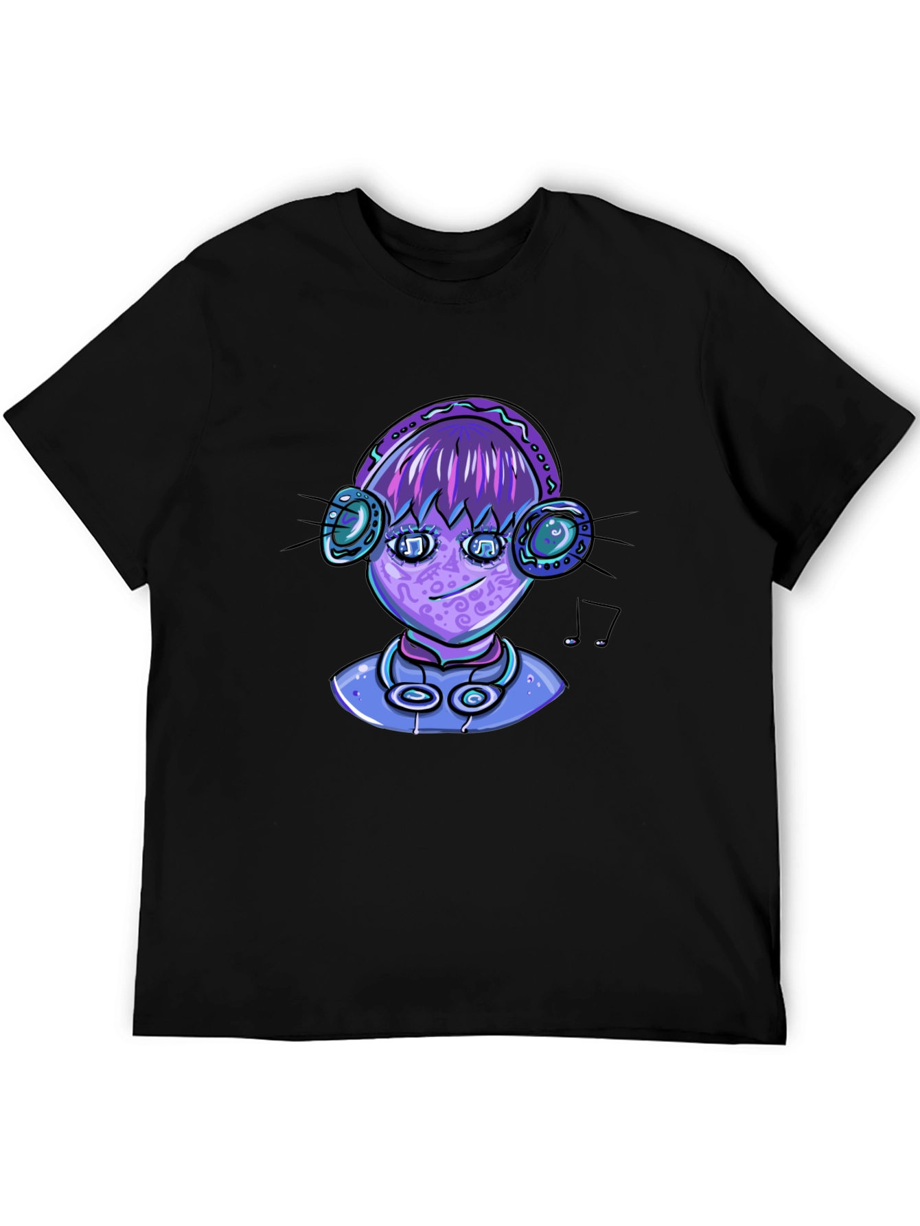 Alien DJ Graphic Tee - Black Cotton Blend T-Shirt
