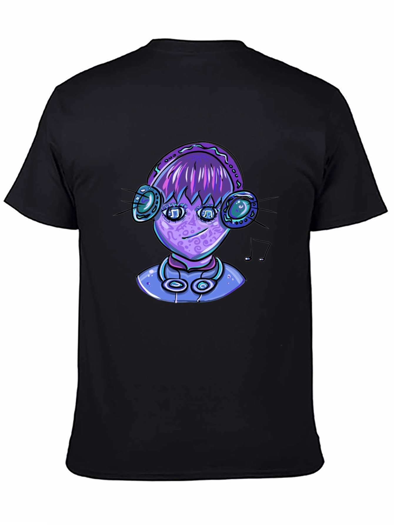 Alien DJ Graphic Tee - Black Cotton Blend T-Shirt