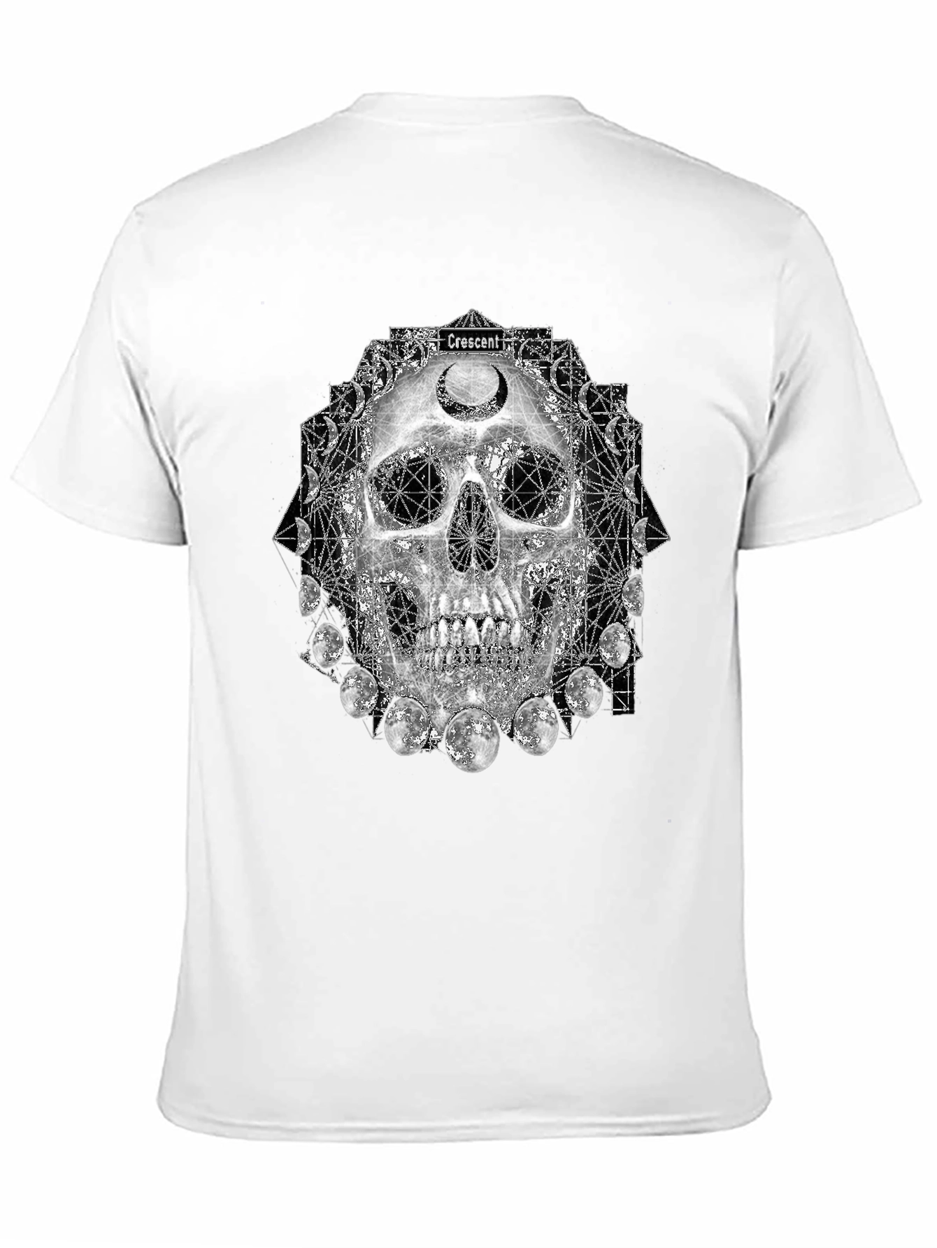 Skull Crescent Moon Phases Graphic Tee - Black