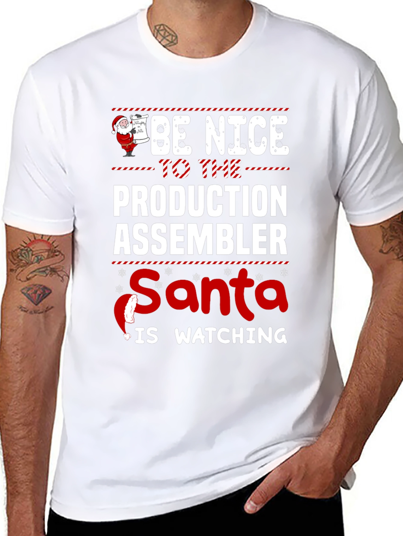 Funny Santa Production Assembler Christmas T-Shirt