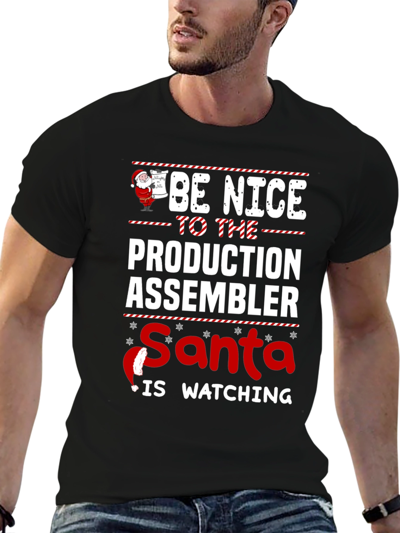 Funny Santa Production Assembler Christmas T-Shirt