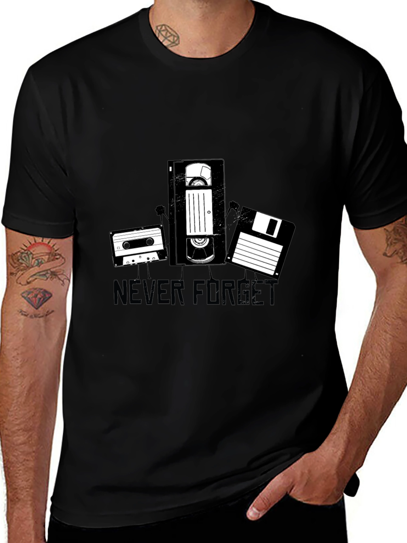 Retro Never Forget Black Graphic Tee
