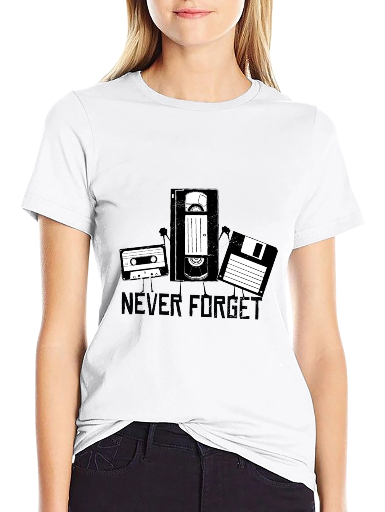 Retro Never Forget Black Graphic Tee