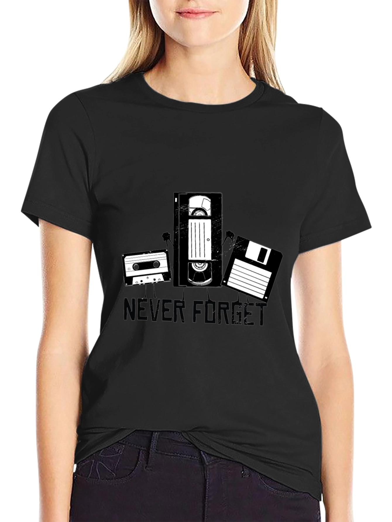 Retro Never Forget Black Graphic Tee