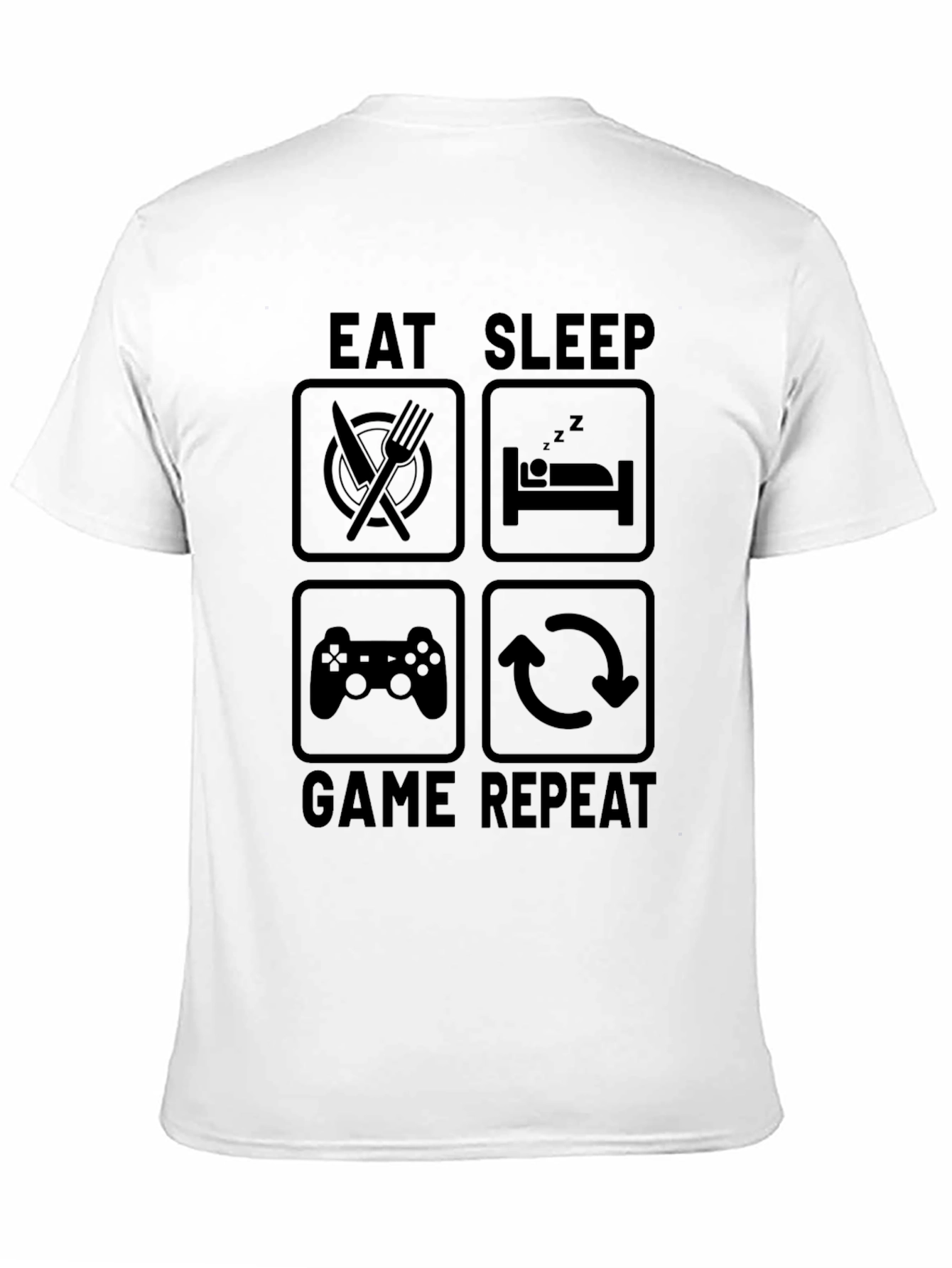 Eat Sleep Game Repeat Black Graphic Tee