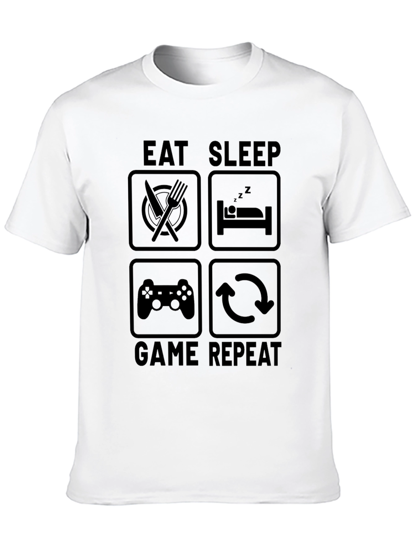 Eat Sleep Game Repeat Black Graphic Tee