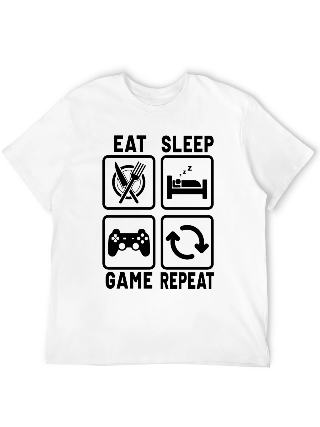 Eat Sleep Game Repeat Black Graphic Tee