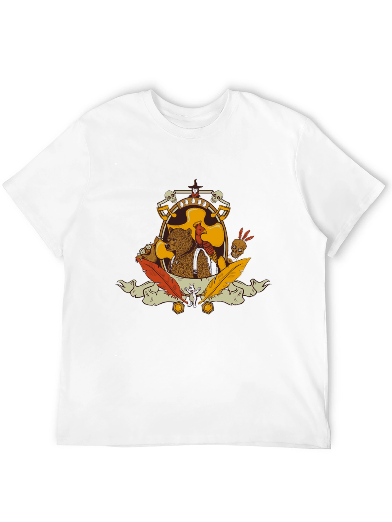 Bear & Bird Crest Graphic Tee - Black