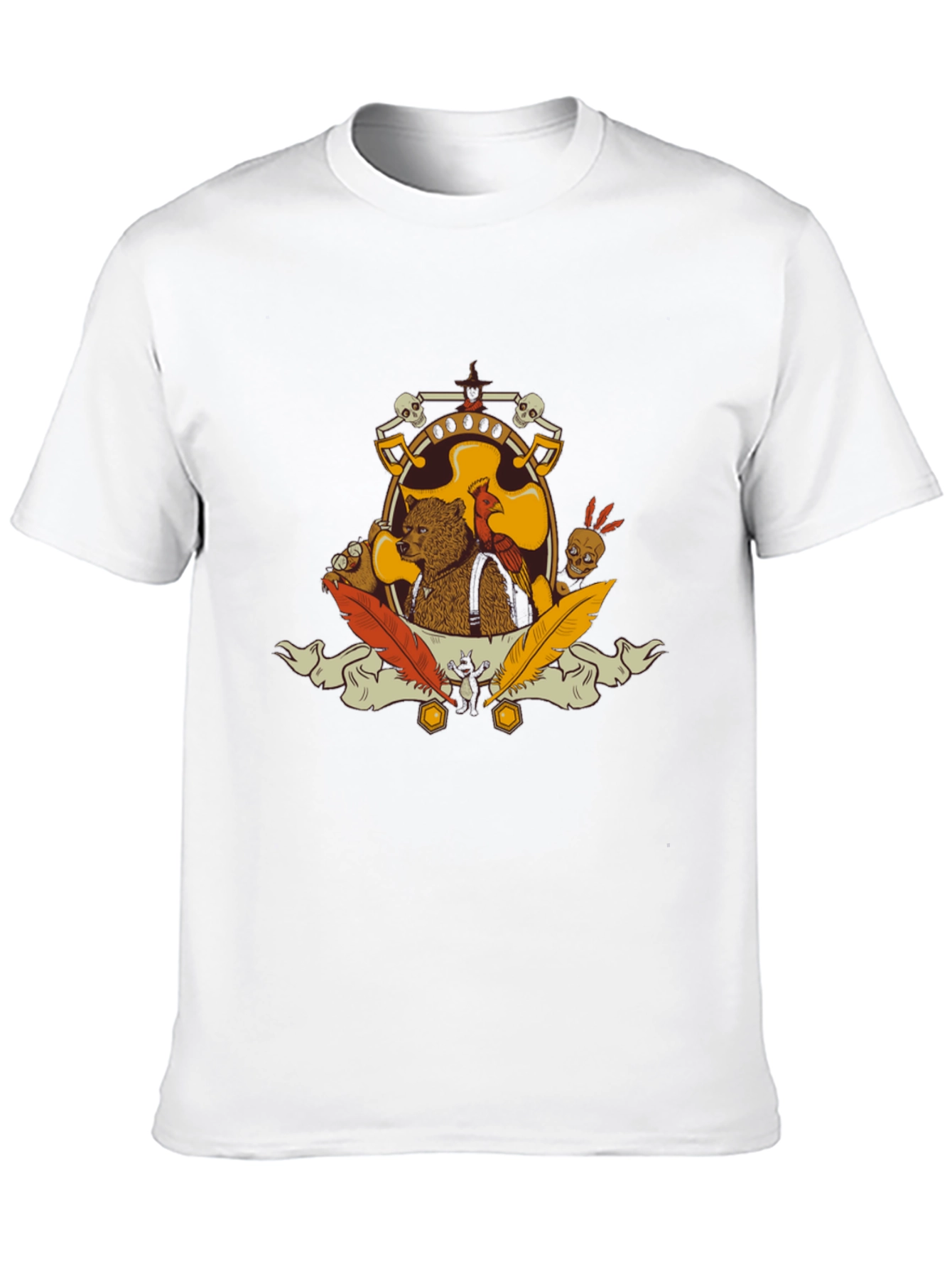 Bear & Bird Crest Graphic Tee - Black