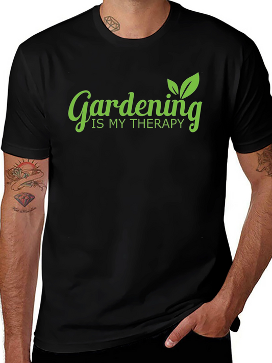 Gardening is My Therapy Black T-Shirt