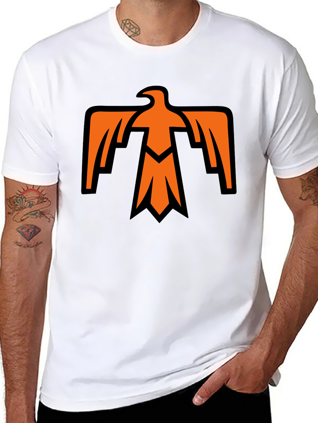 Bold Thunderbird Graphic Tee - Black Cotton Blend