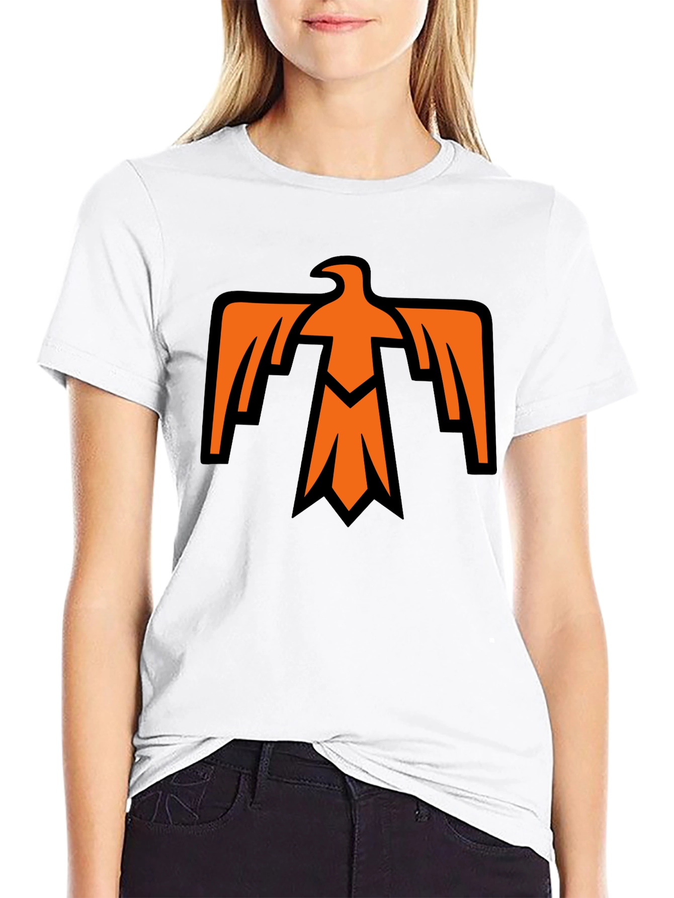 Bold Thunderbird Graphic Tee - Black Cotton Blend