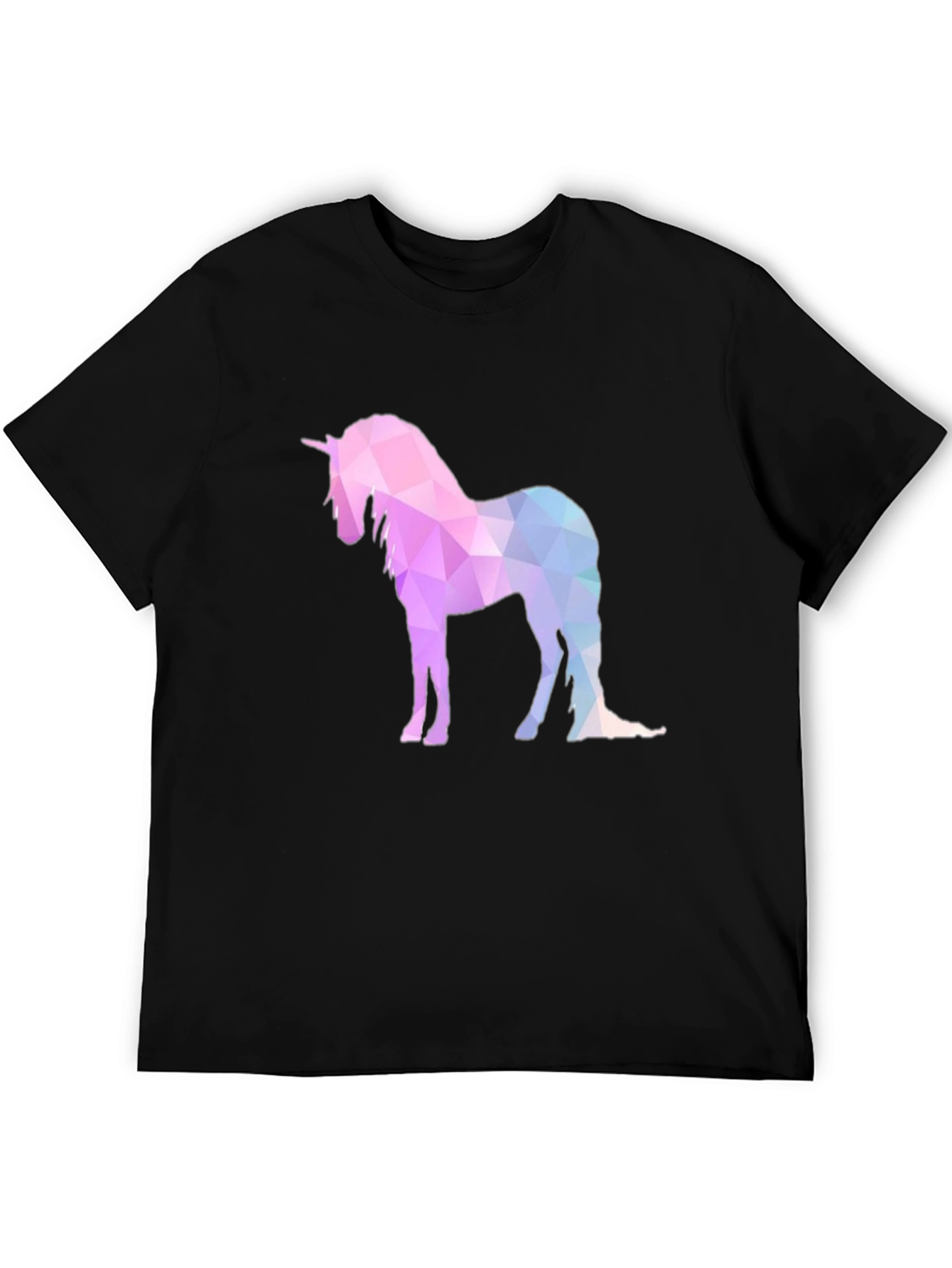 Geometric Unicorn Graphic T-Shirt - Black