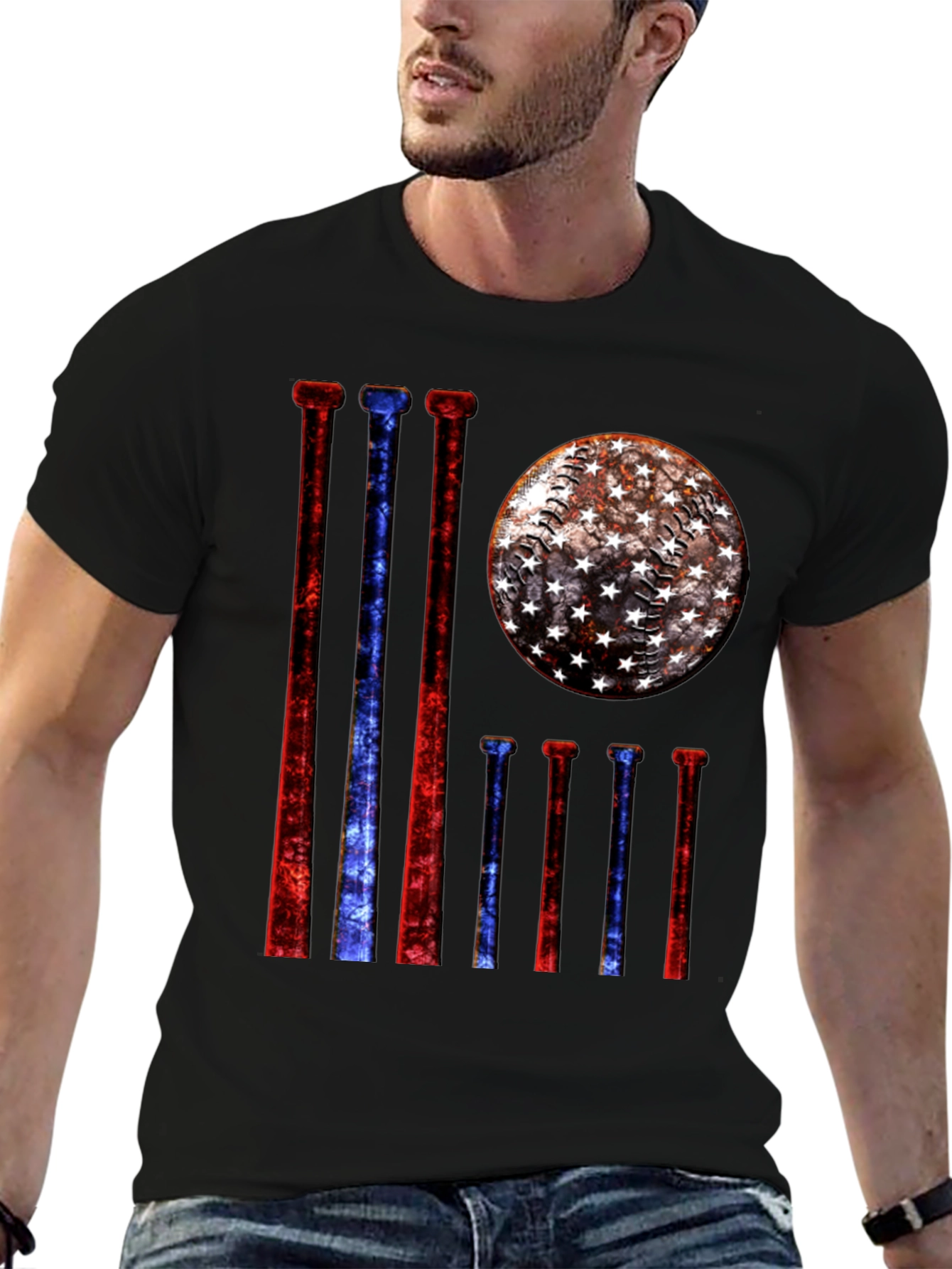 Patriotic Baseball Bats & Ball Graphic Tee