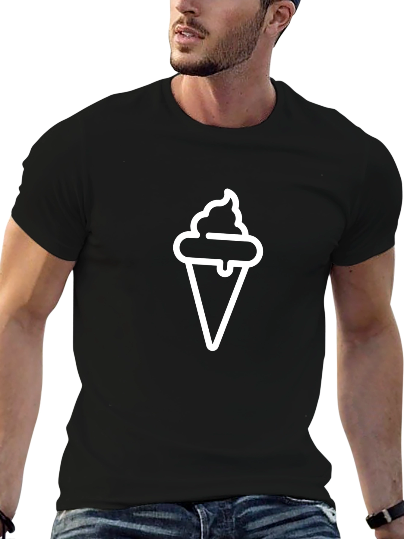 Ice Cream Cone Graphic Black T-Shirt
