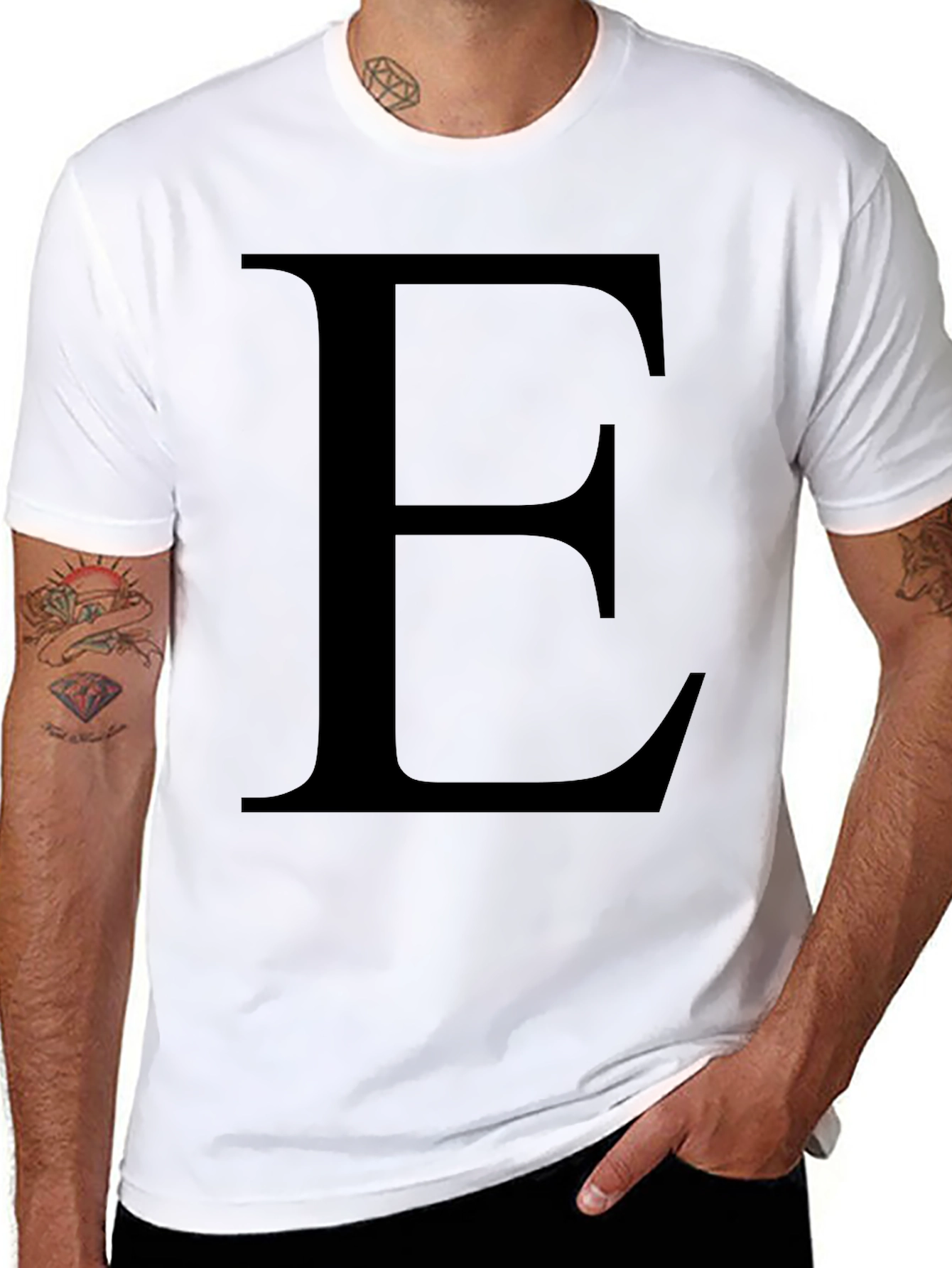 Black T-Shirt with Large E Graphic