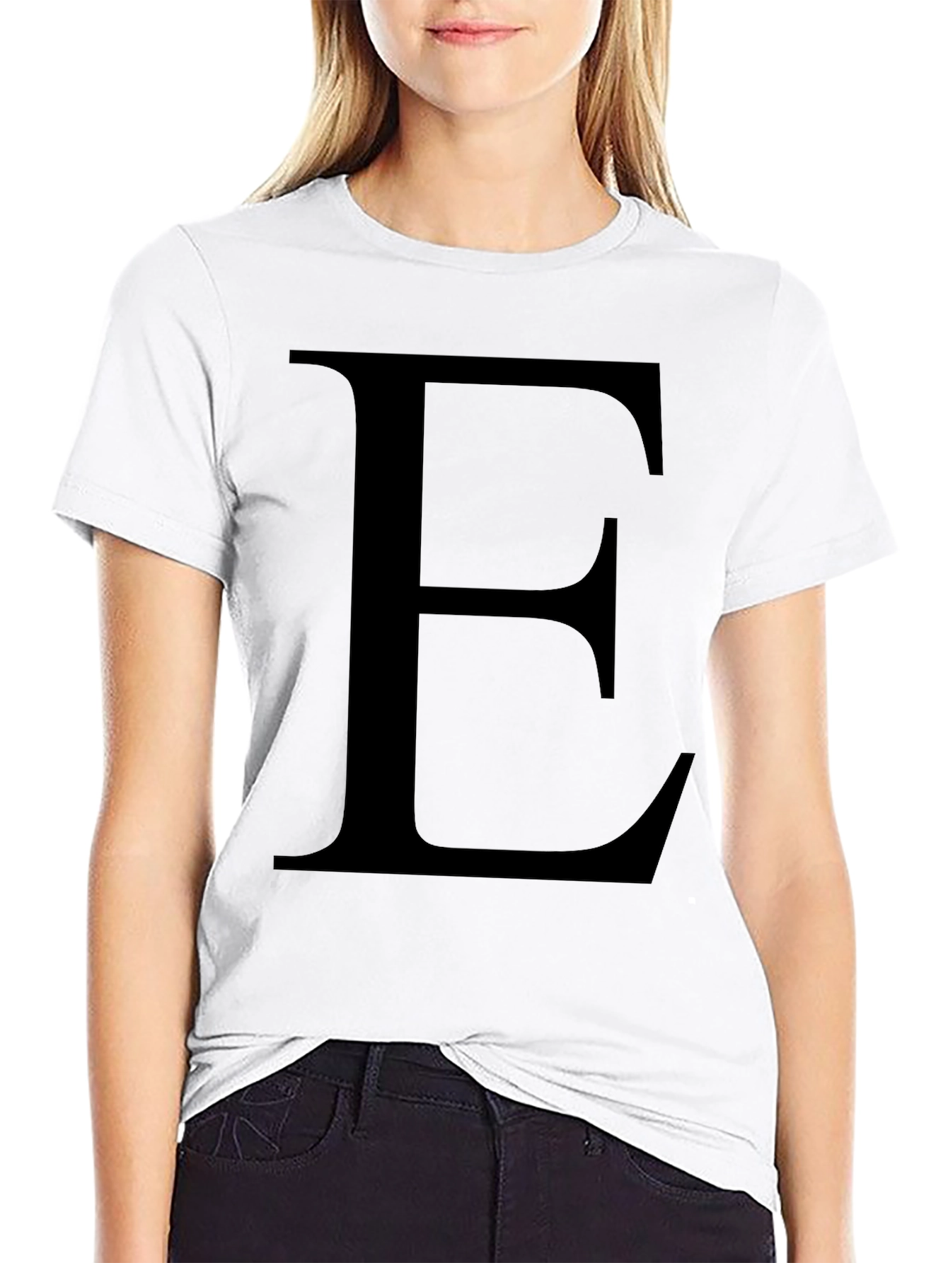 Black T-Shirt with Large E Graphic