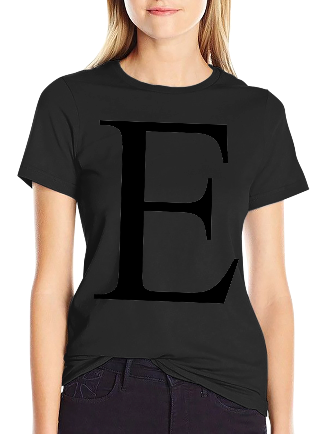 Black T-Shirt with Large E Graphic