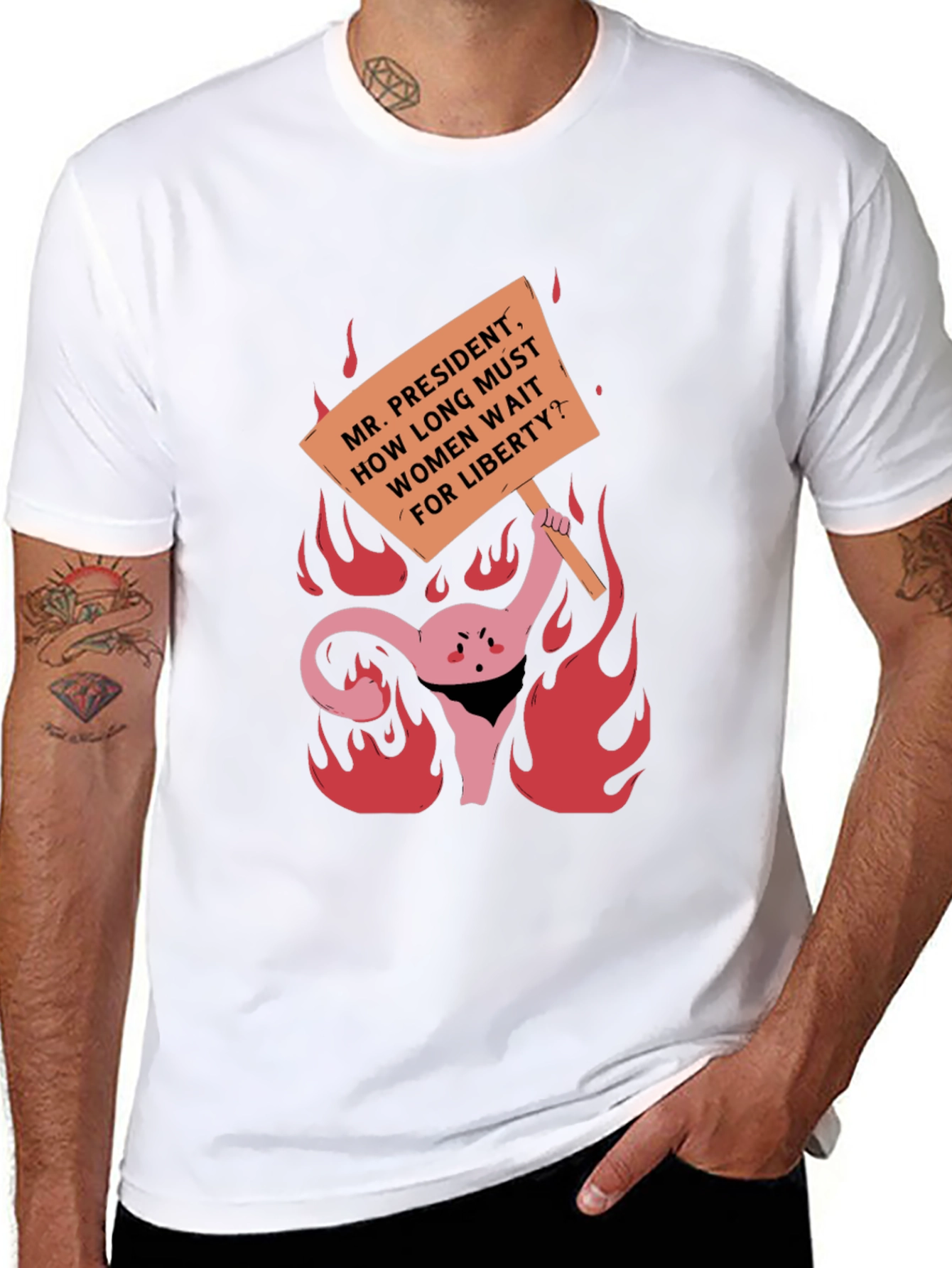Feminist Rights Protest T-Shirt: Uterus on Fire!