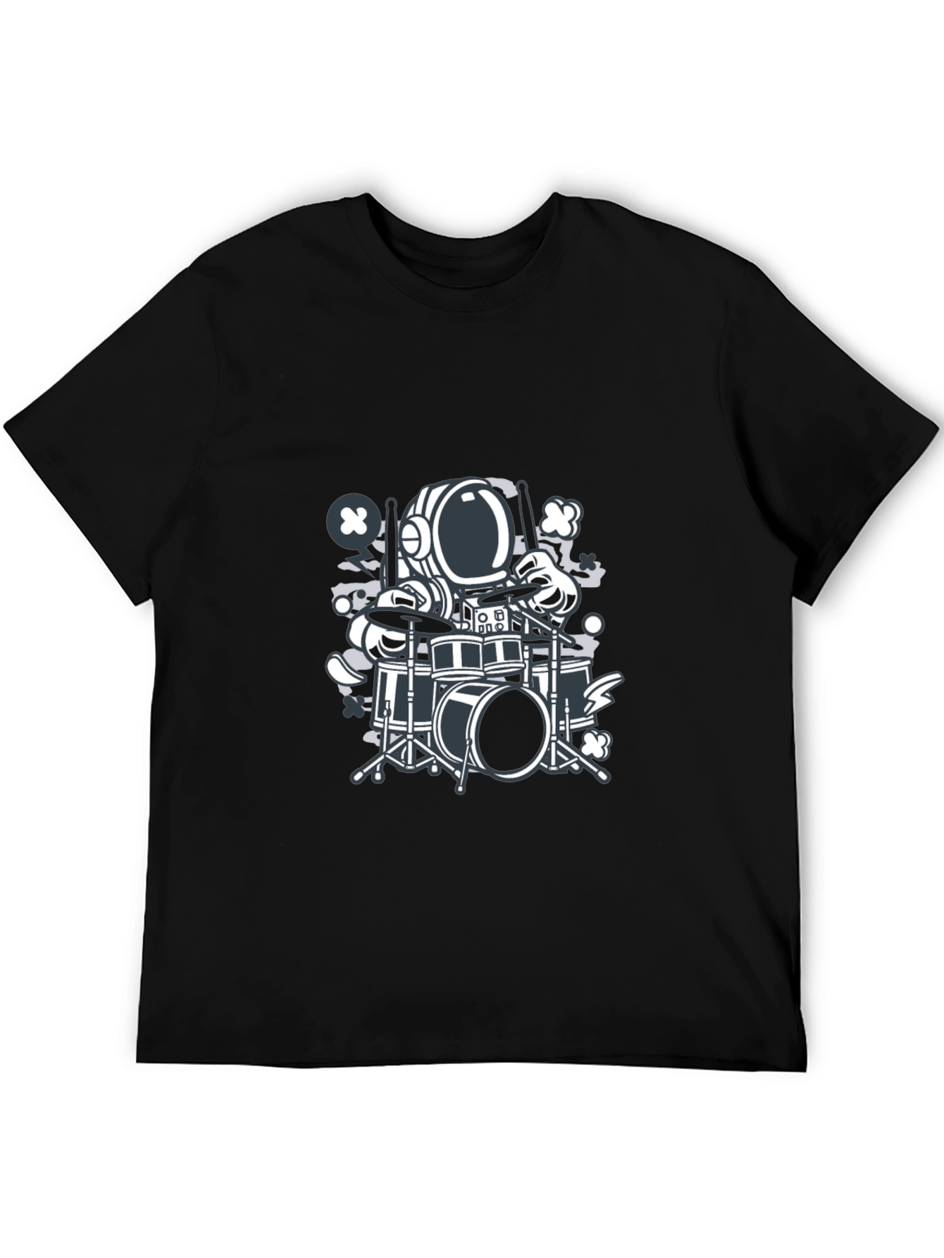 Astronaut Drummer Graphic Tee - Cool Space Design