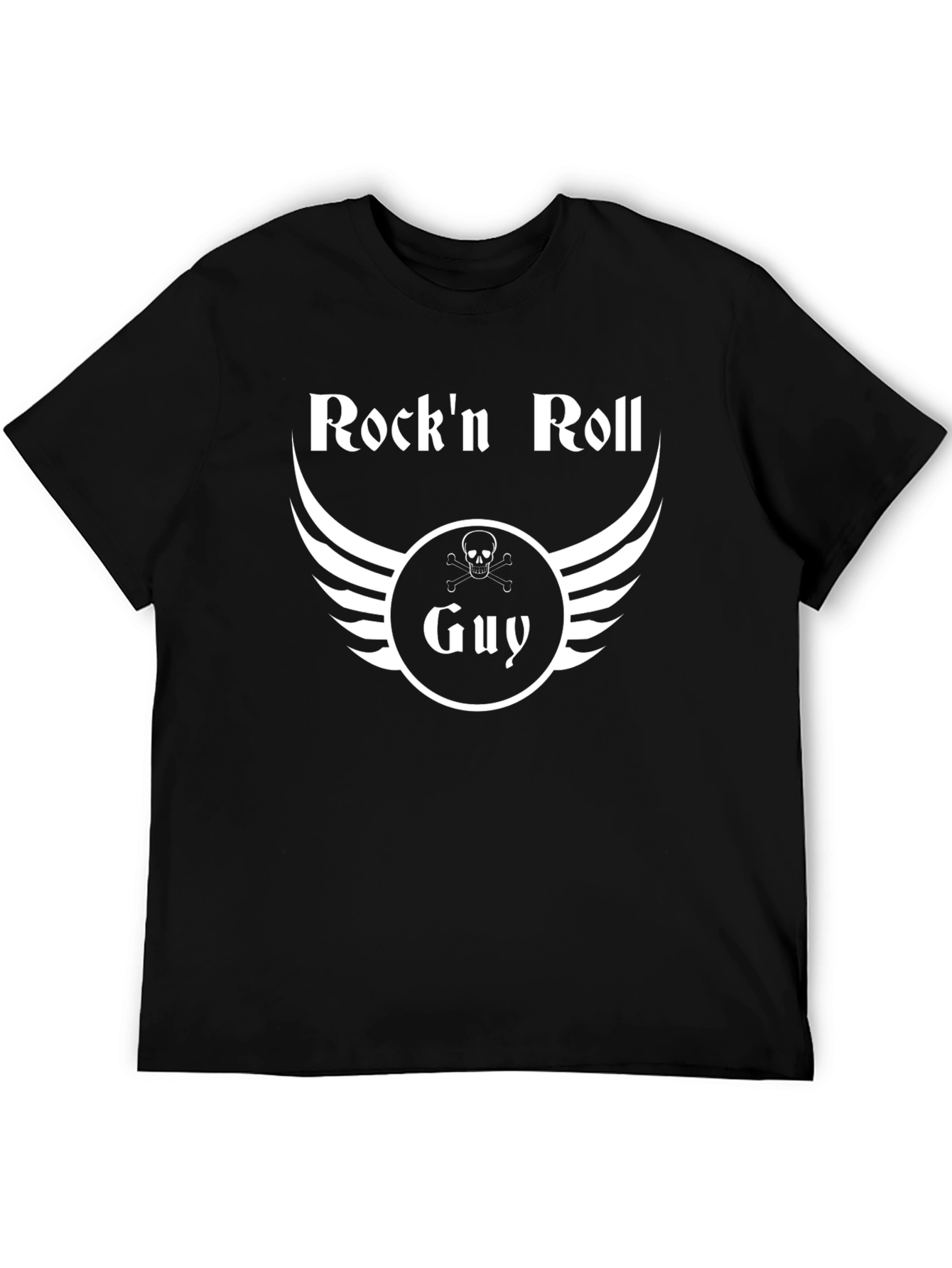 Rockn Roll Guy Black T-Shirt with Skull